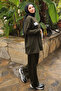 Khaki Embroidered Tunic and Pants Set - 3