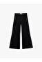 Wide Flared Jeans with Stone Detail and Snap Button Pockets - - 4