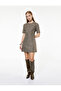 Crew Neck Short Sleeve Viscose Blend Mini Dress with Stitching Detail