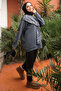 Anthracite Scarf Detailed Inside Fleece-Lined Three Thread Sweatshirt - 4