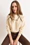 Women's Beige Raglan Sleeve Piped Detail Fleece-Lined Sweatshirt Swt-19000790 - 6