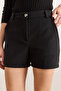 Women's Black Pocketed Cashmere Shorts Şrt-19000080 - 3