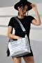 Women's Gray Quilted Large Shoulder Crossbody Parachute Fabric Bag - 5
