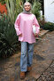 Pink Crew Neck Oversized Sleeve Combed Cotton Sweat - 2
