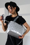 Women's Gray Quilted Large Shoulder Crossbody Parachute Fabric Bag