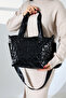 Black Quilted Large Shoulder Crossbody Women's Parachute Fabric Bag - 8