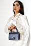 Women's Navy Blue Mini Box Handbag with Side Cross Strap and Handle Modern Stylish Women's Bags - 6