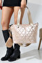 Gold Quilted Large Shoulder Crossbody Women's Parachute Fabric Bag - 2