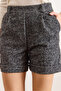 Women's Anthracite Pleated Pocketed Cashmere Shorts Shrt-19000081 - 3