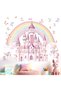 Rainbow Castle Wall Stickers for Girls - Peel and Stick Unicorn Fairy Tale Wall Decals