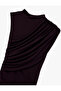 Lightweight Mock Neck Draped Sleeveless Mini Dress - 3