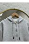 Deletta Hooded Zippered Kangaroo Pocket Three-String Cardigan-Ci2008 Gray - 2