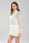 Women's Tulle with Stones Stretch Fabric Waist Part Hand Embroidered Design Mini Dress - 2