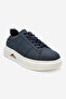 Men's Thick Sole Lace-Up Sports Shoes Genuine Leather Cr 2819 Dark Blue - 3