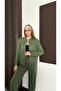Women's Khaki Modal Fabric piped Wide Leg Zippered Tracksuit Set - 4