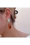Water Green and Amber Color Transparent Drop Resin Earrings