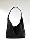 Coquette - Black Suede Shoulder Bag Large Size Daily Bag - 2