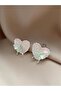 Pink Heart and Green Butterfly Figured Earrings - 2