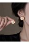 Powder Pink Enamel Gold Framed Square Flower Earrings