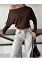 Women's Boat Neck Long Sleeve Oversize Fit Stylish Bluse - 4