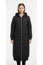 Hooded Quilted Coat Wave Patterned - Black - 2