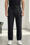 Black Three Thread Sh Fleece-Lined Comfortable Cut Men's Trousers with Fleece Inside and Elastic Waist