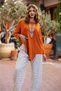 Tile Color Piece Detailed Blouse - 6