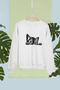 سويت شيرت قطني مطبوع عليه قطة بأكمام طويلة مبطن بالصوف ISEX SWEATSHIRT