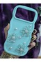 iPhone 18 Pro Max Compatible Water Green Pearl & Tulle Floral Stylish Phone Case - 3