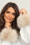 Plush Faux Fur Oversleeve Fluffy Cuff Wristband - Vegan Soft Beige - 7