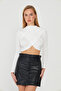 Mock Neck Sandy Long Sleeve Blouse with Flounce on the Shoulder - 739 - 3