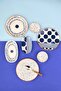 Tabak Evi Porcelain Spotty Breakfast and Catering Set for 6 People, 14 Pieces