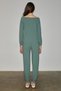 Selvian women's stretchy fabric boat neck raglan sleeve elastic waist drawstring skinny leg khaki top and bottom set - 5
