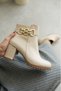Women's Zippered Buckle Detailed Daily Use Short Heeled Boots Shoes
