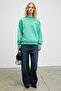 Prience women's soft fabric Printed and towel patched round neck green sweatshirt - 5