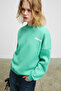 Prience women's soft fabric Printed and towel patched round neck green sweatshirt - 2