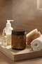Amber Glass Cotton Bud Jar – Ear Swab Box with Screw Lid, Bathroom Organizer - 6