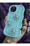 iPhone 12/12 Pro Compatible Water Green Pearl & Tulle Floral Stylish Phone Case - 3