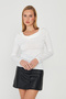 Drape Collar Sandy Long Sleeve Blouse - 738 - 3
