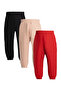 Boys/Girls 3-Piece Pocketless Jogger Sweatpants with Elasticated Cuffs Black Red Beige