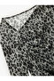 Long Sleeve Asymmetric Collar Leopard Print Transparent Tulle Blouse - 5
