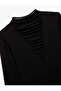 Slim Fit Long Sleeve Mock Neck Tulle Detailed Knitwear Sweater - 5