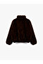 Suni Faux Fur Coat Long Sleeve Mock Neck Zippers - 2