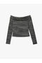 Long Sleeve Studded Detail Off Shoulder Blouse - 3