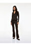 Slim Fit Long Sleeve V-Neck Button Peplum Blouse