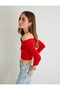 Open Shoulder Crop T-Shirt Elbow Length Sleeve Cotton Slim Fit