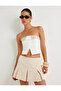 Crop Strapless Bustier with Fold Detail and Color Contrast Slim Fit - 3