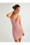 Mini Halter Neck Dress with Button Detail Slim Fit