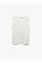 Cotton Crew Neck Tank Top with Window Detail on the Back - 3