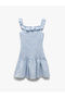 Boat Neck Gypsy Style Off-The-Shoulder Gingham Ruffle Detailed Mini Dress - 4